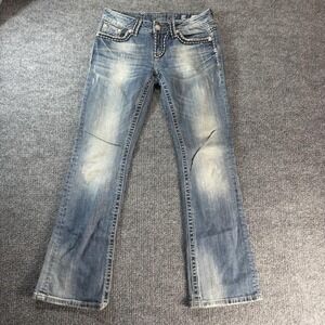 Miss Me Irene Jeans Womens 28 Blue Light Wash Bootcut Distressed Embroidered